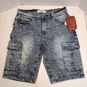Akademiks Acid Wash Cargo Jean Shorts  Men's Size 32